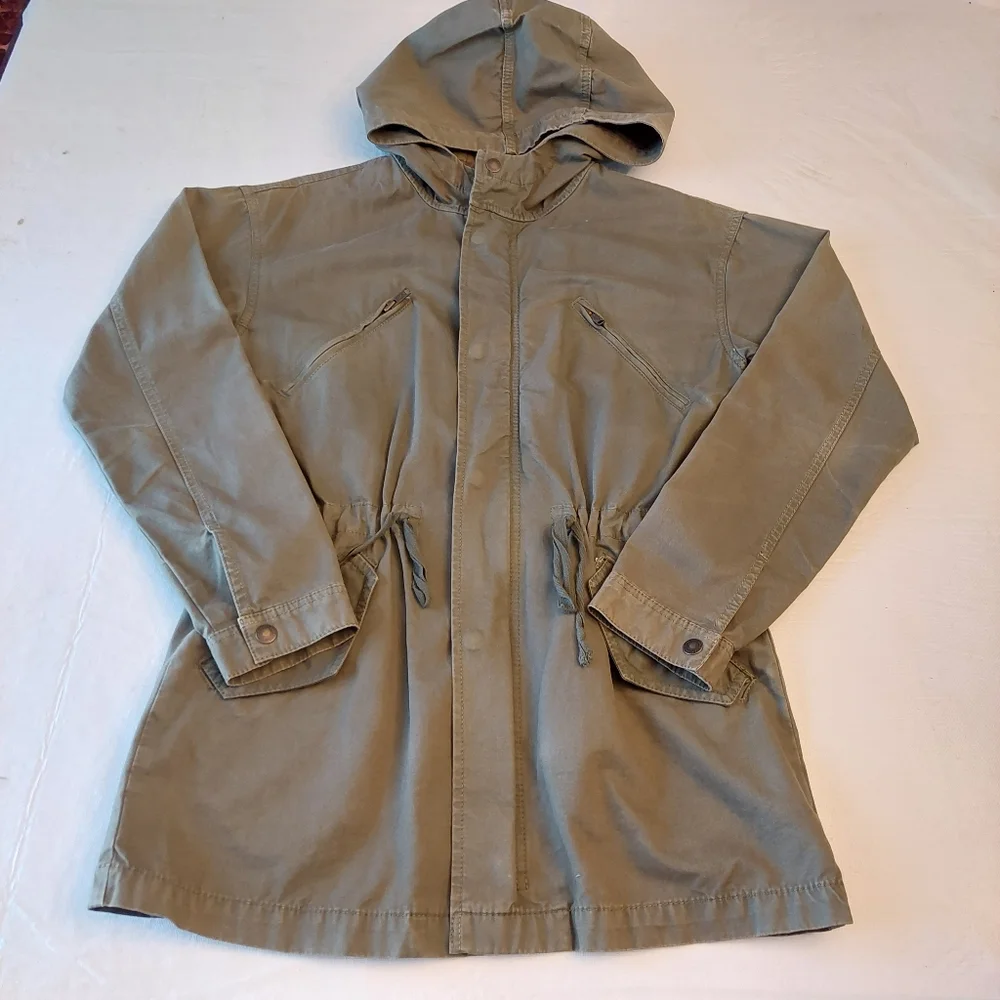 American Eagle Army Green Military Lightweight Parka Jacket Cinch Waist Size XS